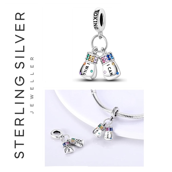 🐘🐘 S925 Sterling Silver Boxing Gloves Charm - Picture 1 of 4